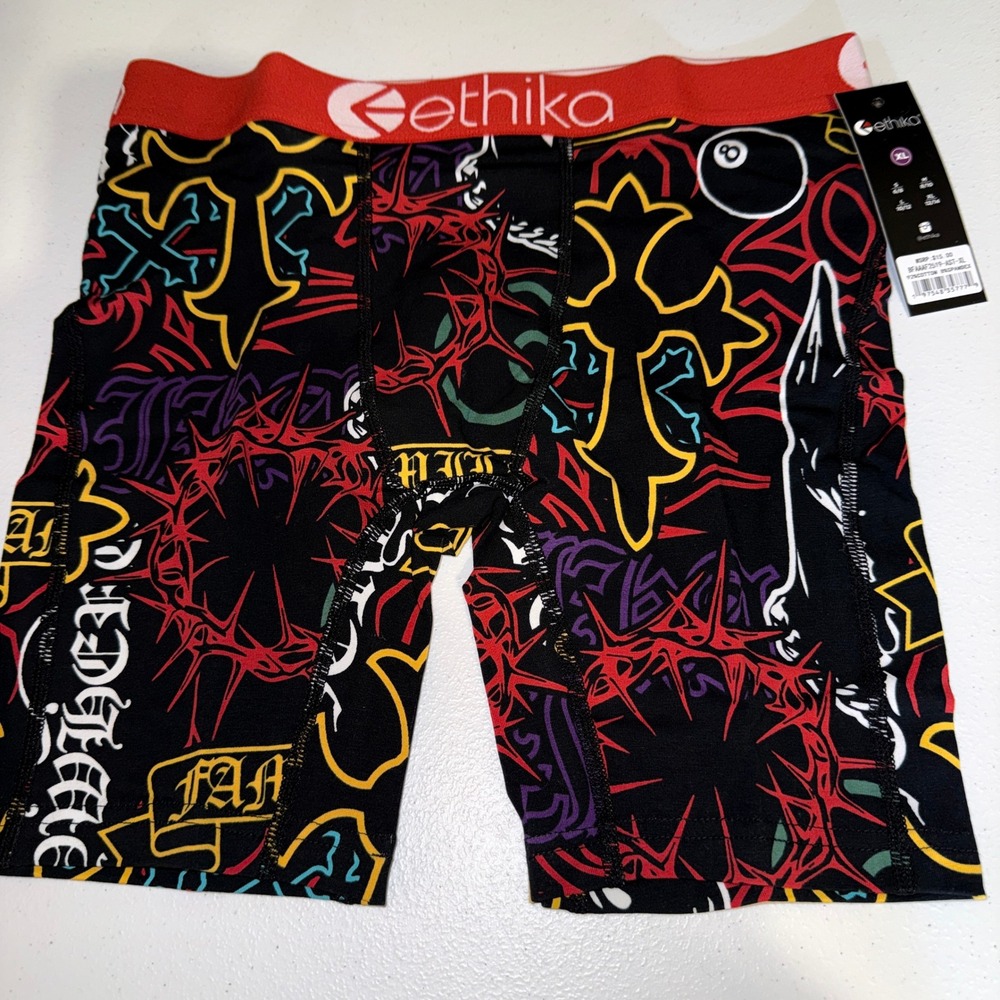 Ethika Boxer Briefs Boys XL Black Multi NWT Graphic Print Crosses